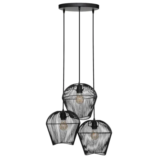 Candeeiro de teto JENA preto em metal com 3 focos