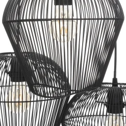 Candeeiro de teto JENA preto em metal com 3 focos