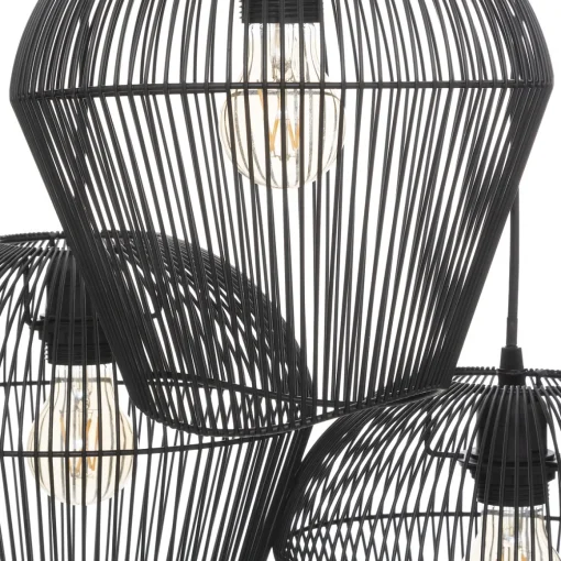 Candeeiro de teto JENA preto em metal com 3 focos