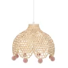 Candeeiro de teto POMME bege em bambu com pompons