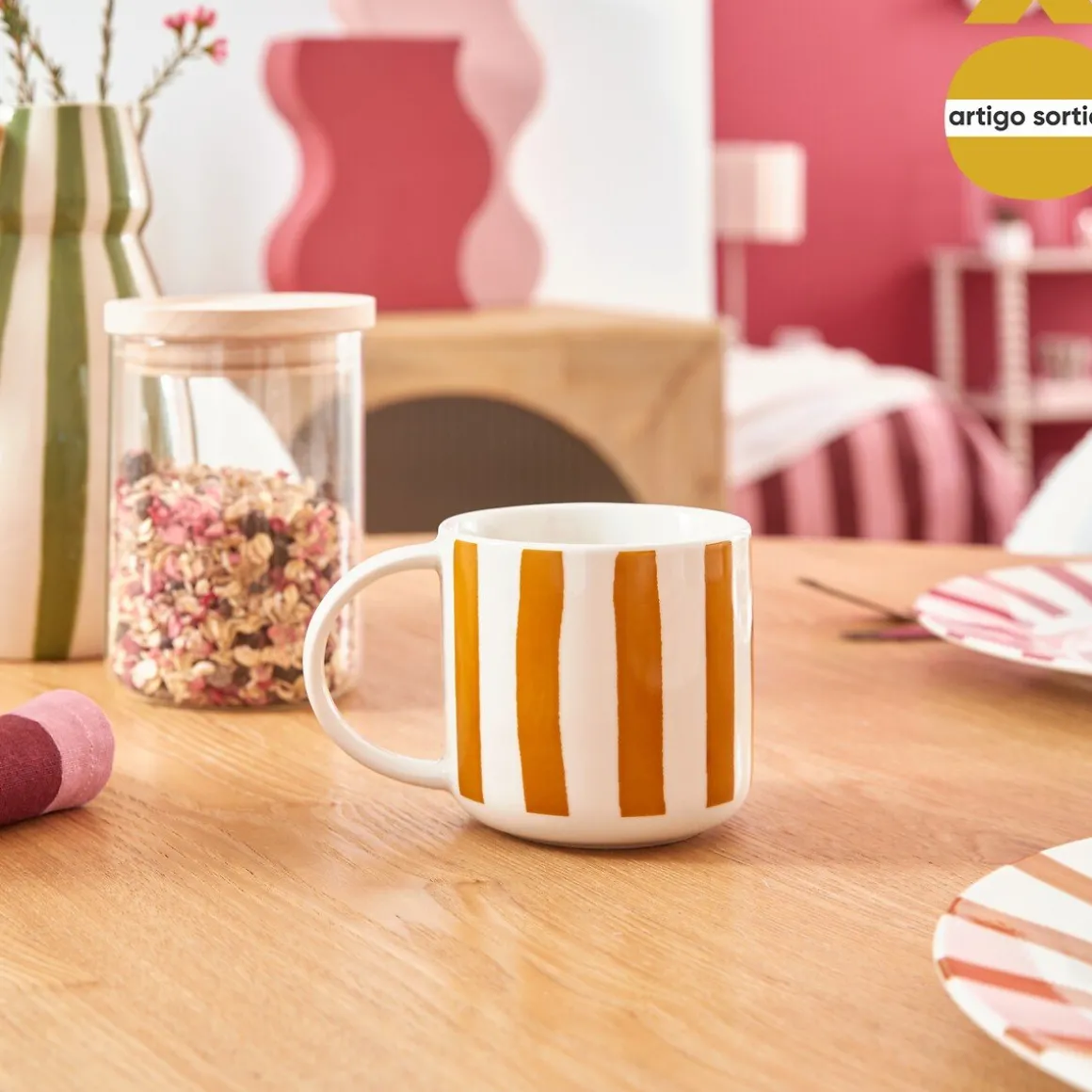 Caneca CHERI multicolor em porcelana 34cl