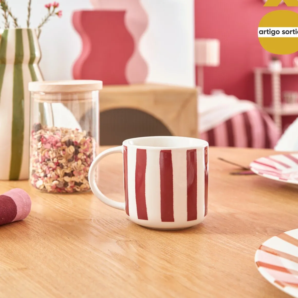 Caneca CHERI multicolor em porcelana 34cl