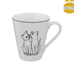 Caneca decorativa gato em porcelana 31cl