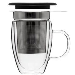 Caneca dupla em vidro com fitro 30cl