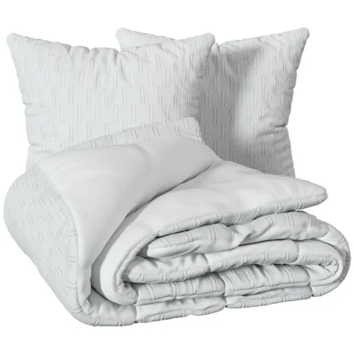 Capa de edredão e 2 capas de almofada branco EDIE 220x240cm