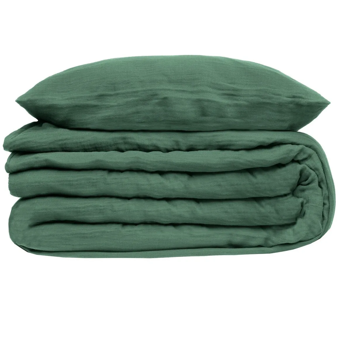 Capa de edredão e 2 capas de almofada gaze verde 220x240cm