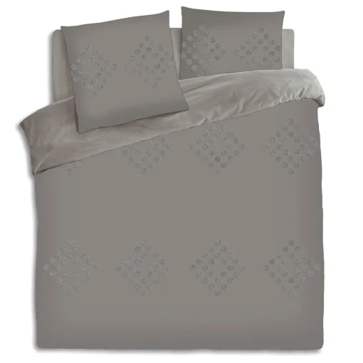 Capa de edredão e 2 capas de almofada TUFT cinza 220x240cm