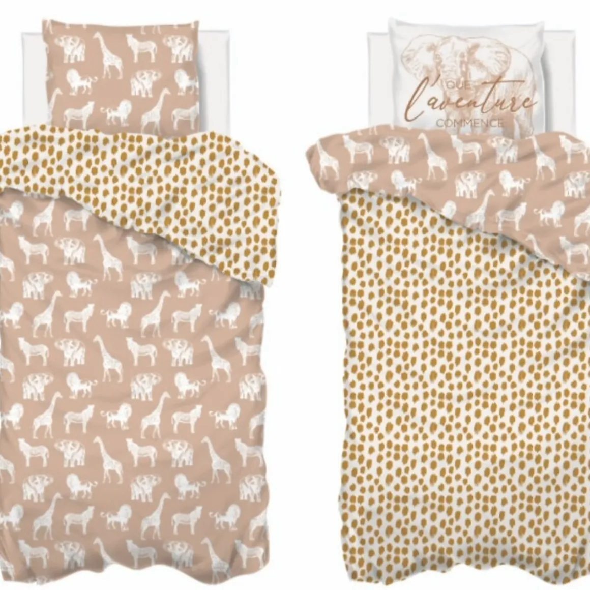 Capa de edredão e capa de almofada reversivel SAVANE 140x200cm