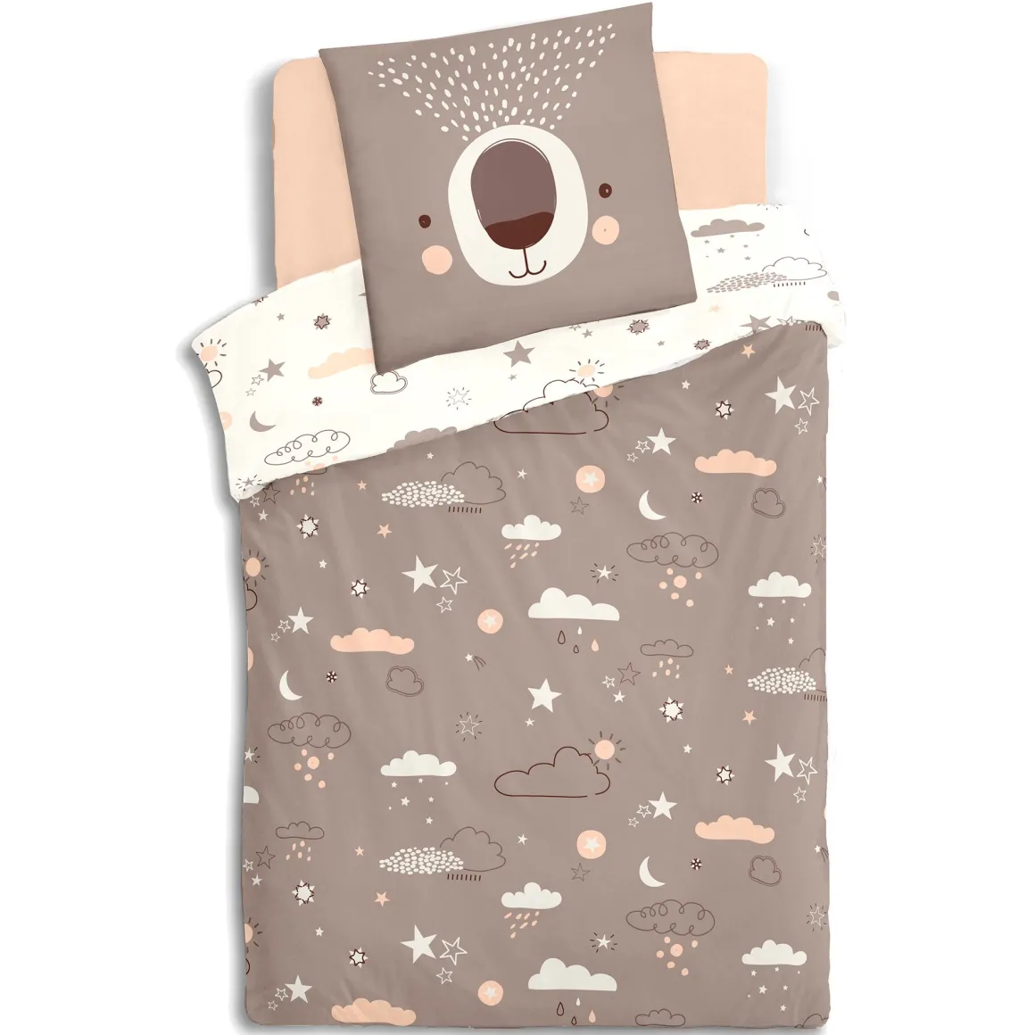 Capa de edredão e capa de almofada urso reversivel 140x200cm