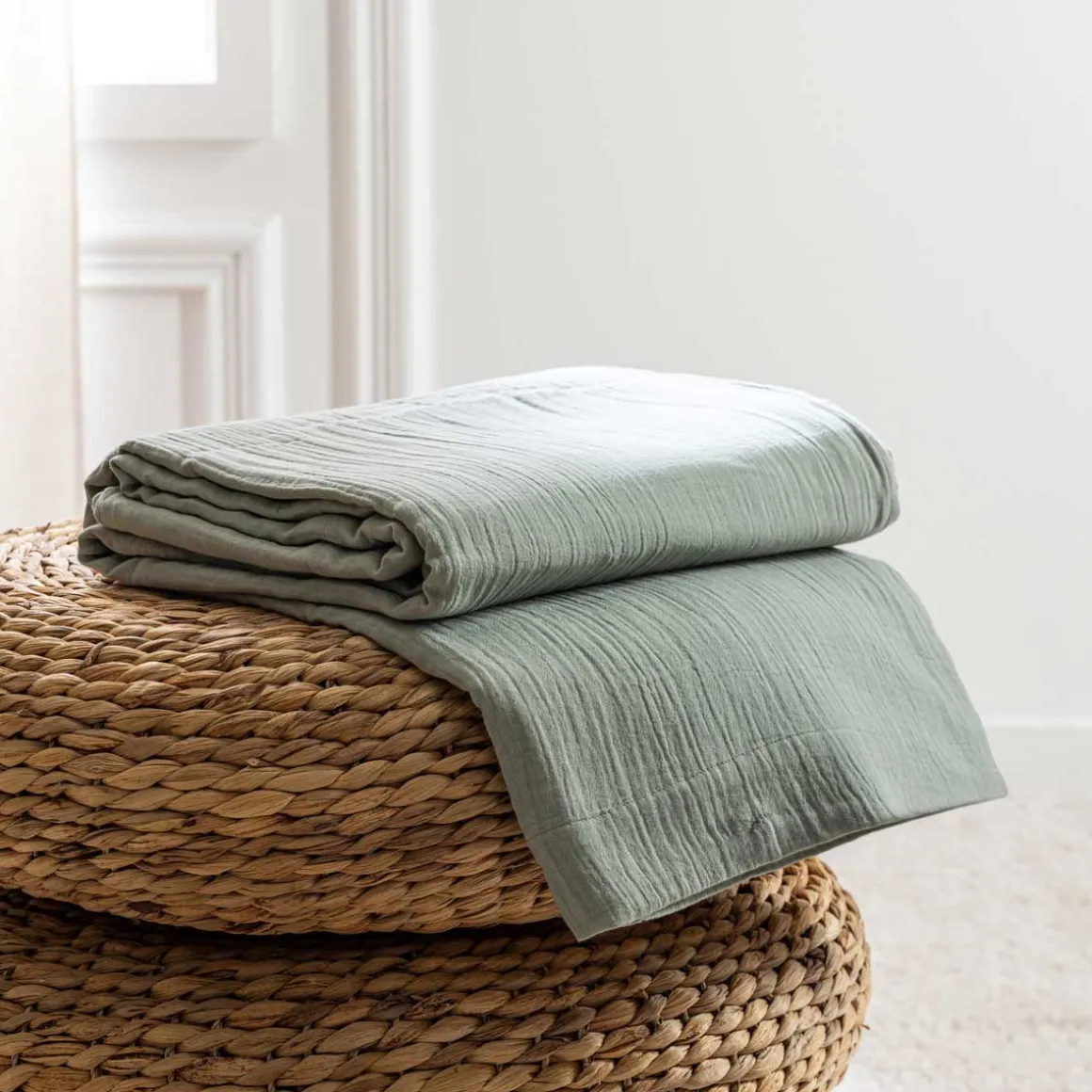 Capa de edredão e capa de almofada gaze verde 140x200cm