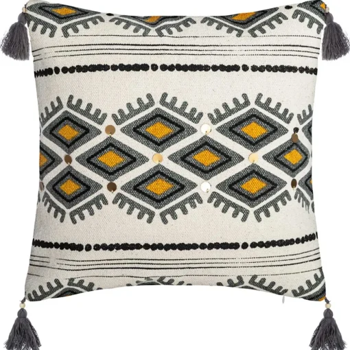 Capa para almofada AZTECA com pompons 40x40cm
