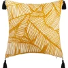 Capa para almofada TROPIC ocre e preto com pompons 40x40cm