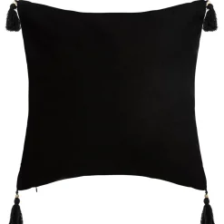 Capa para almofada TROPIC ocre e preto com pompons 40x40cm