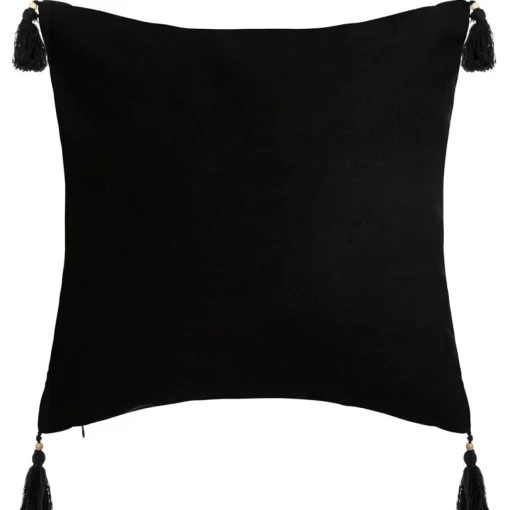 Capa para almofada TROPIC ocre e preto com pompons 40x40cm