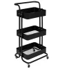 Carrinho de apoio BLACK EDITION preto em metal 86x36,5x45cm