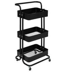 Carrinho de apoio BLACK EDITION preto em metal 86x36,5x45cm