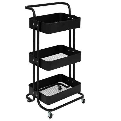 Carrinho de apoio BLACK EDITION preto em metal 86x36,5x45cm