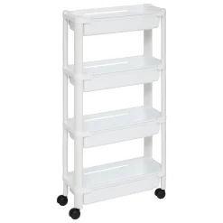 Carrinho de cozinha branco extensível com 4 cestos