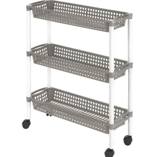 Carro de cozinha ALTHEA com 3 cestos cinza com rodas