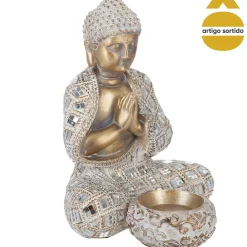 Castiçal buda dourado