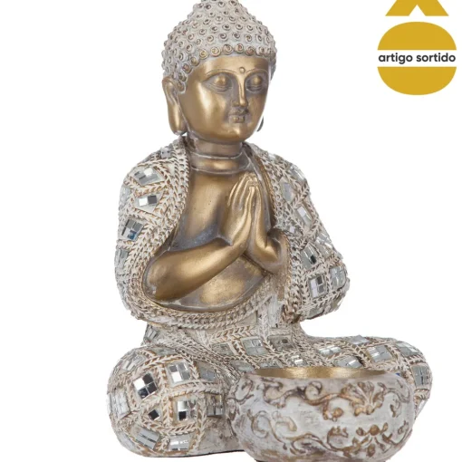 Castiçal buda dourado