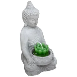 Castiçal buda em cimento com vela