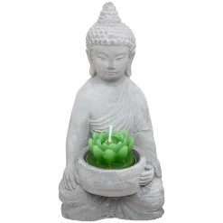 Castiçal buda em cimento com vela