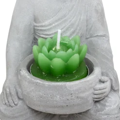 Castiçal buda em cimento com vela