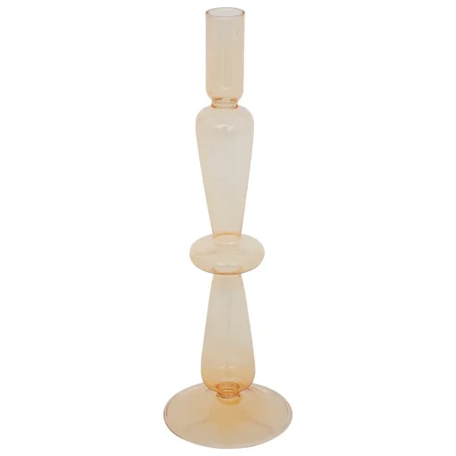 Castiçal BULLES amarelo em vidro 29,7cm