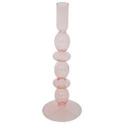 Castiçal BULLES rosa em vidro 25,7cm
