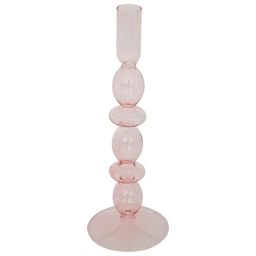 Castiçal BULLES rosa em vidro 25,7cm