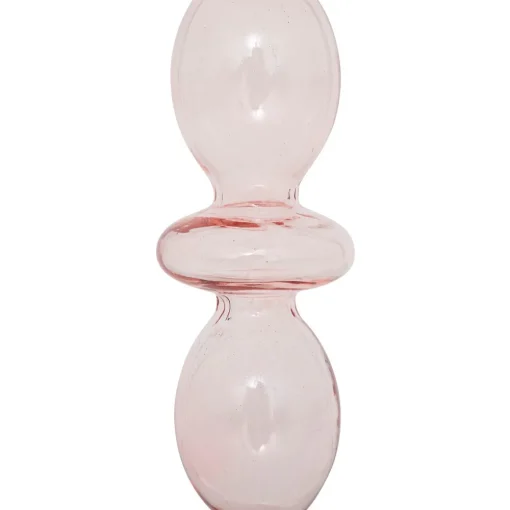 Castiçal BULLES rosa em vidro 25,7cm