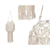 Castiçal de metal com macramé bege