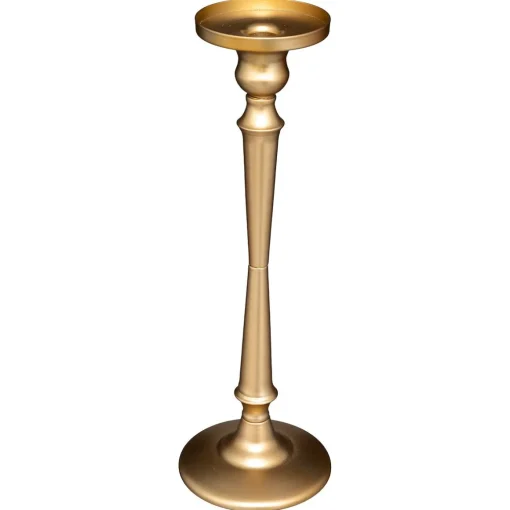 Castiçal dourado verso em metal