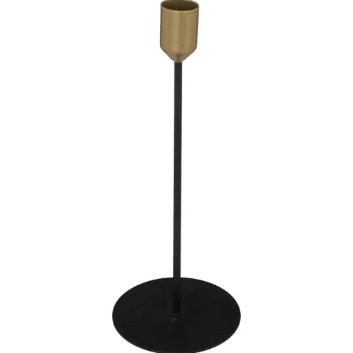 Castiçal em metal preto e dourado MAX