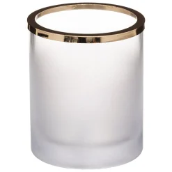Castiçal em vidro com rebordo dourado