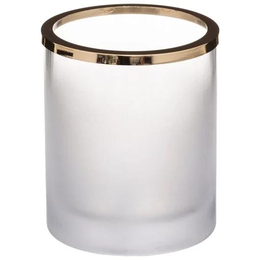 Castiçal em vidro com rebordo dourado