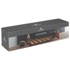 Castiçal em vidro e metal preto com 5 velas tealight