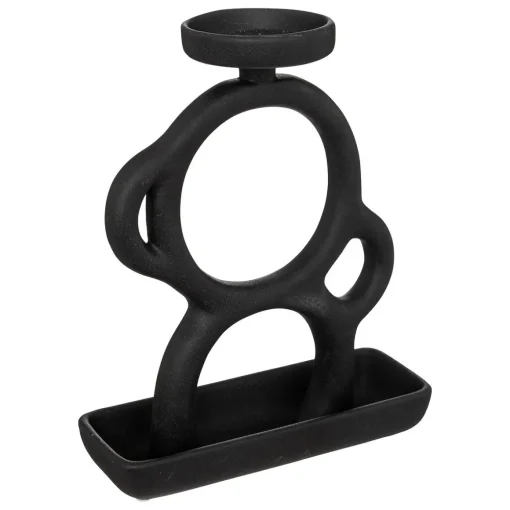 Castiçal OLME preto em cerâmica 25cm