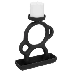 Castiçal OLME preto em cerâmica 25cm