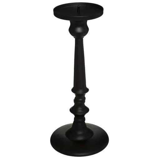 Castiçal ROMANCE preto em metal 31cm
