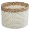 Cesto branco e bege de juta 12x15cm