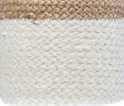 Cesto branco e bege de juta 12x15cm