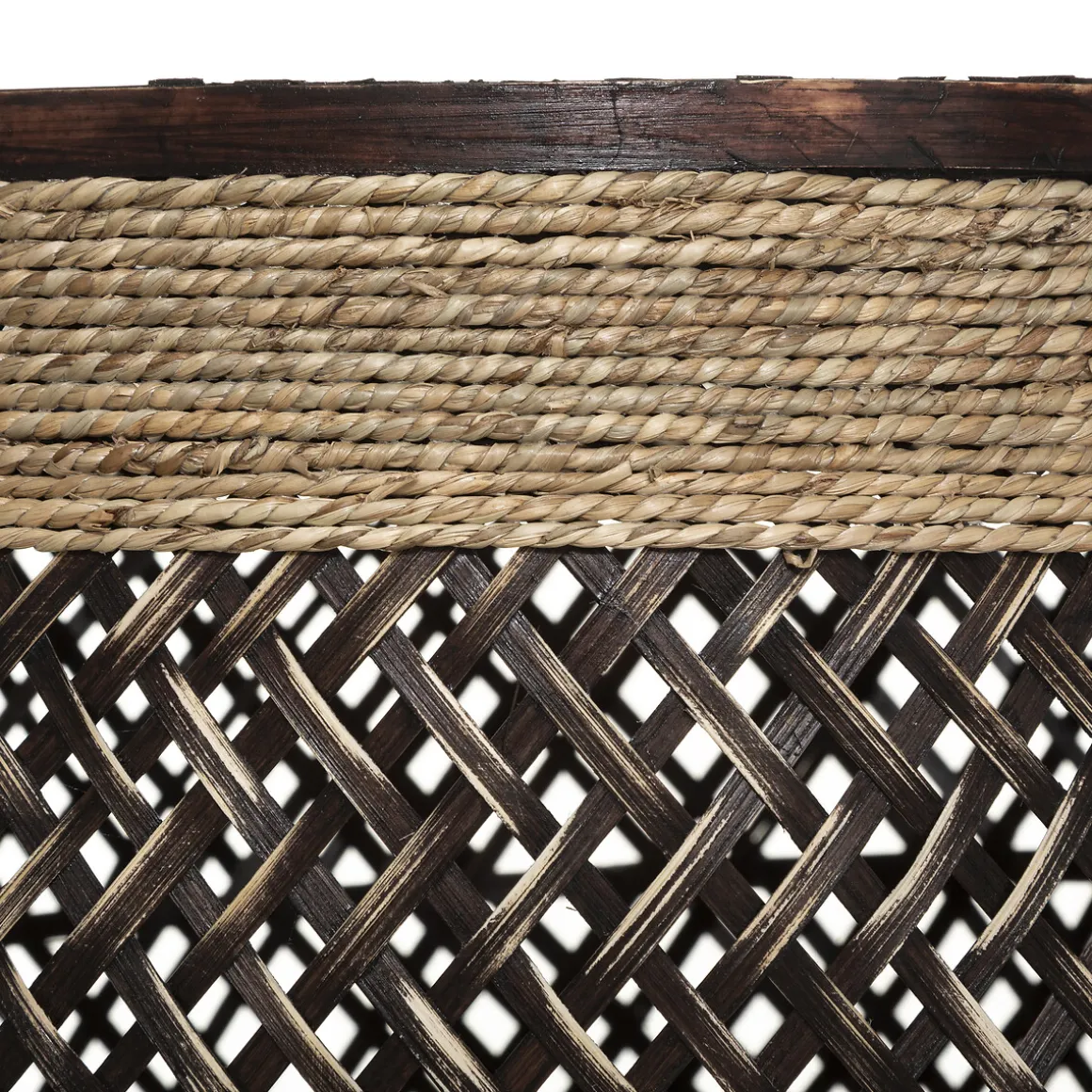 Cesto castanho de corda 34x37cm