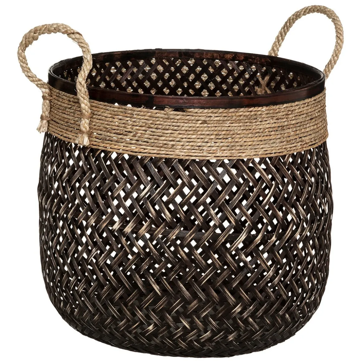 Cesto castanho de corda 30x34cm