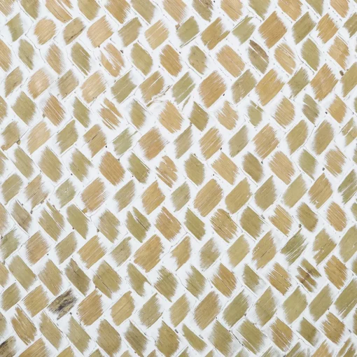 Cesto com franjas branco e bege 23x26cm