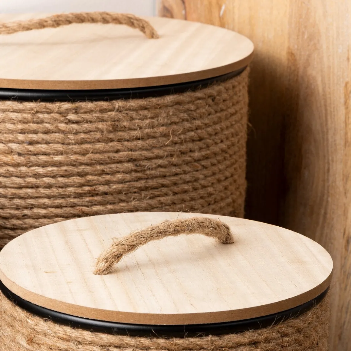 Cesto com tampa bege 43x30cm