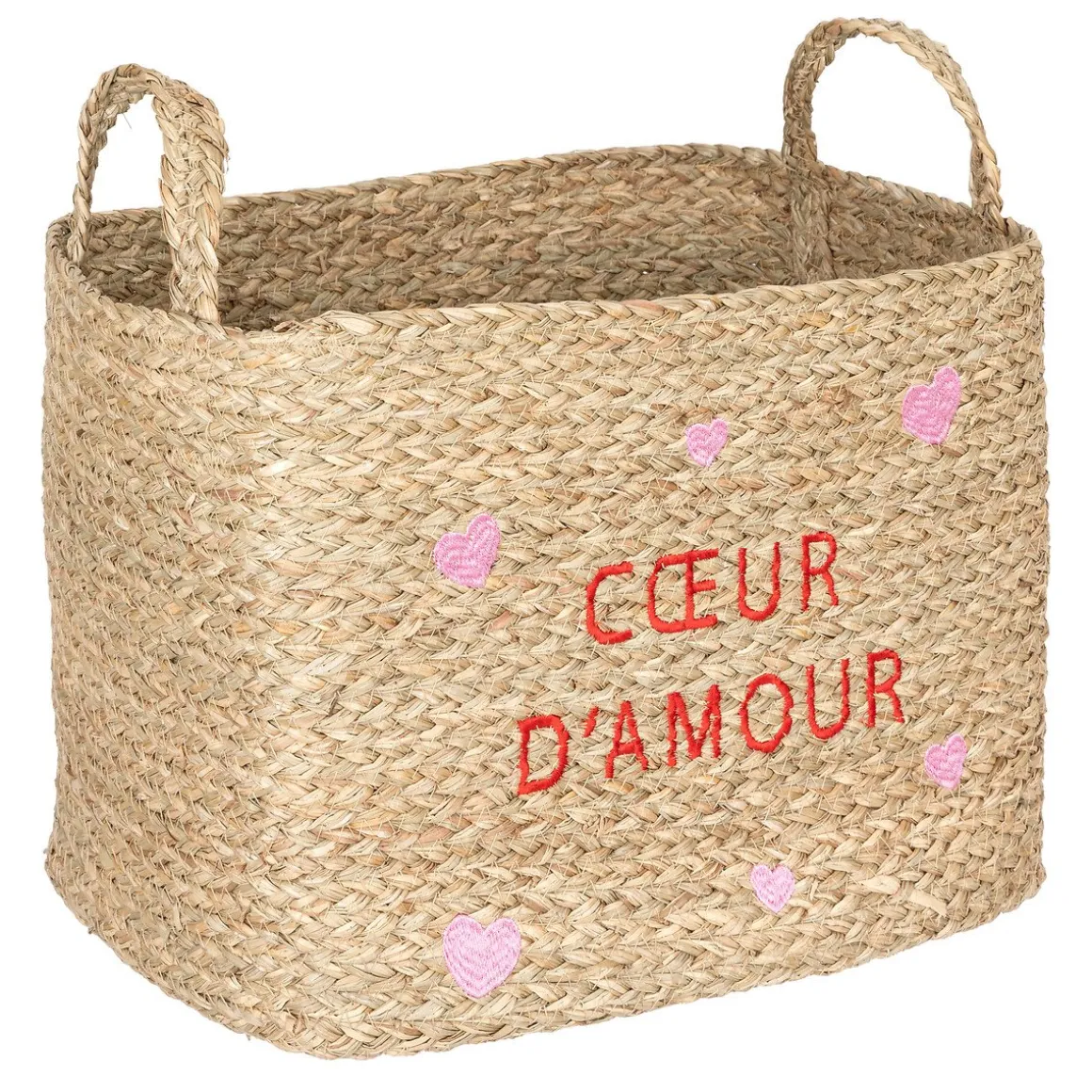 Cesto de arrumação com corações 30x38cm