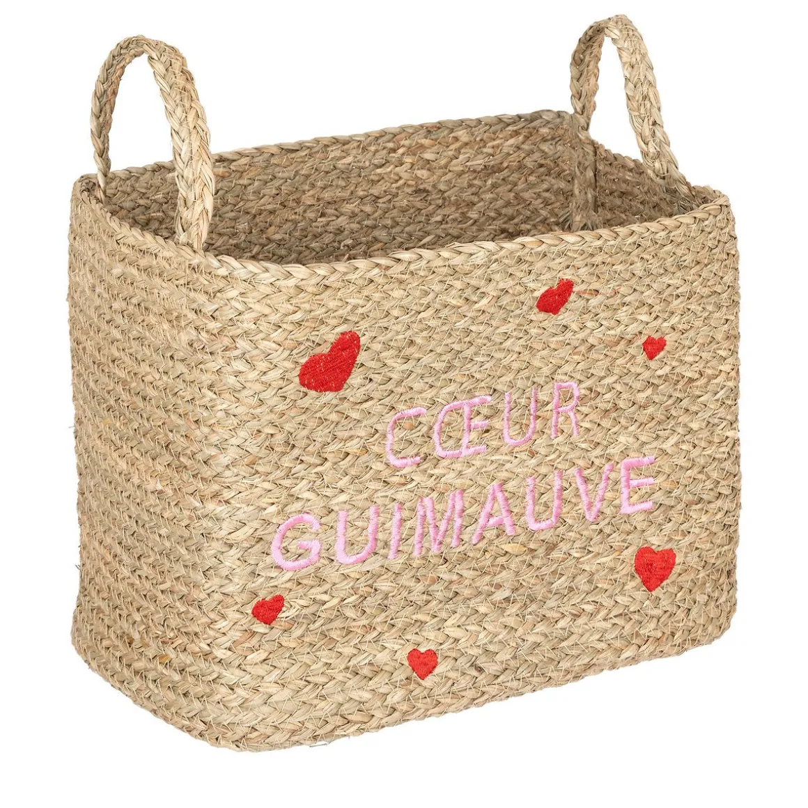 Cesto de arrumação com corações 27x33cm