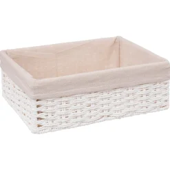 Cesto de arrumação COSTA branco com tecido 23x32cm